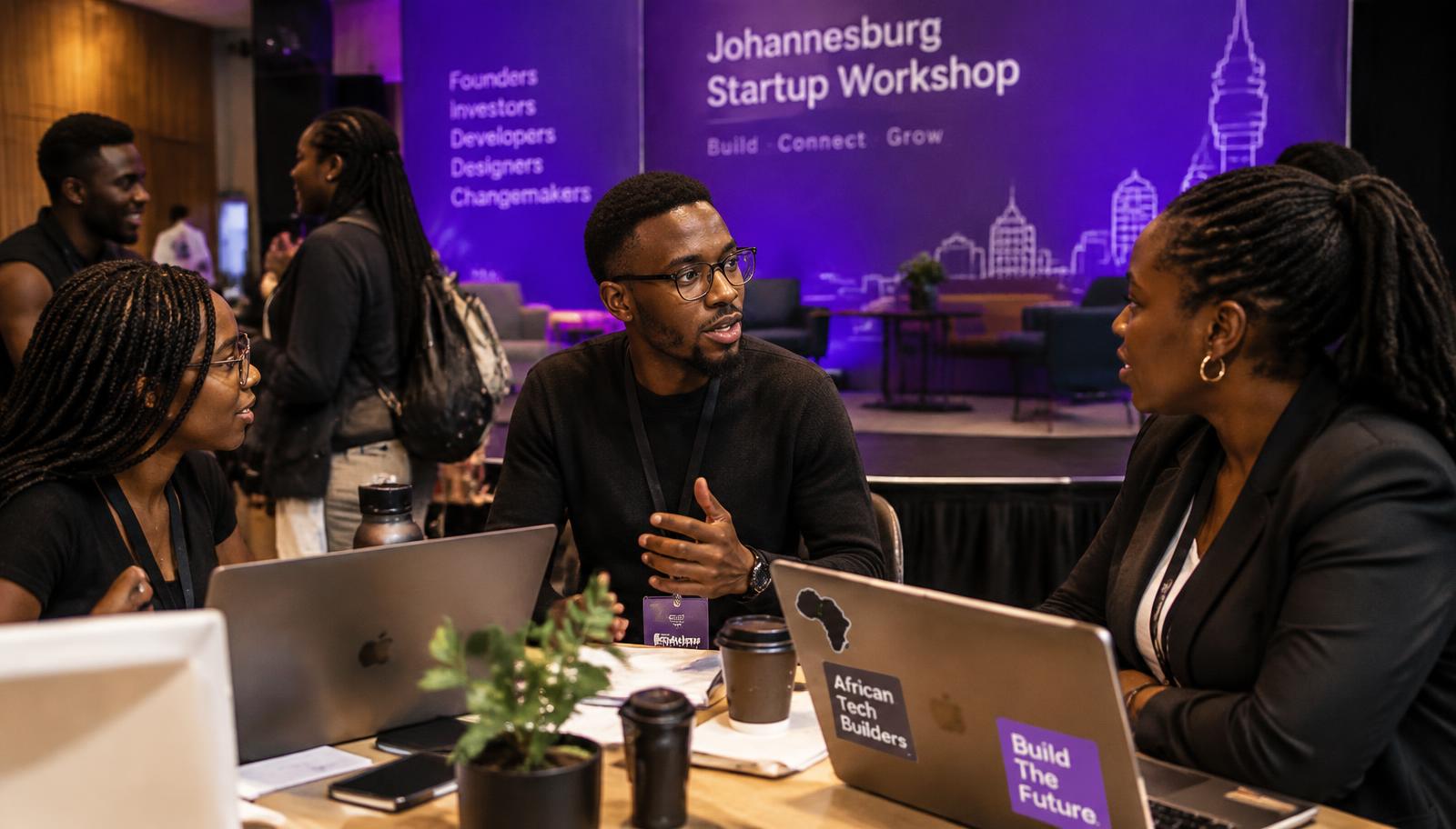 Founders networking at a Setup A Startup workshop in Johannesburg